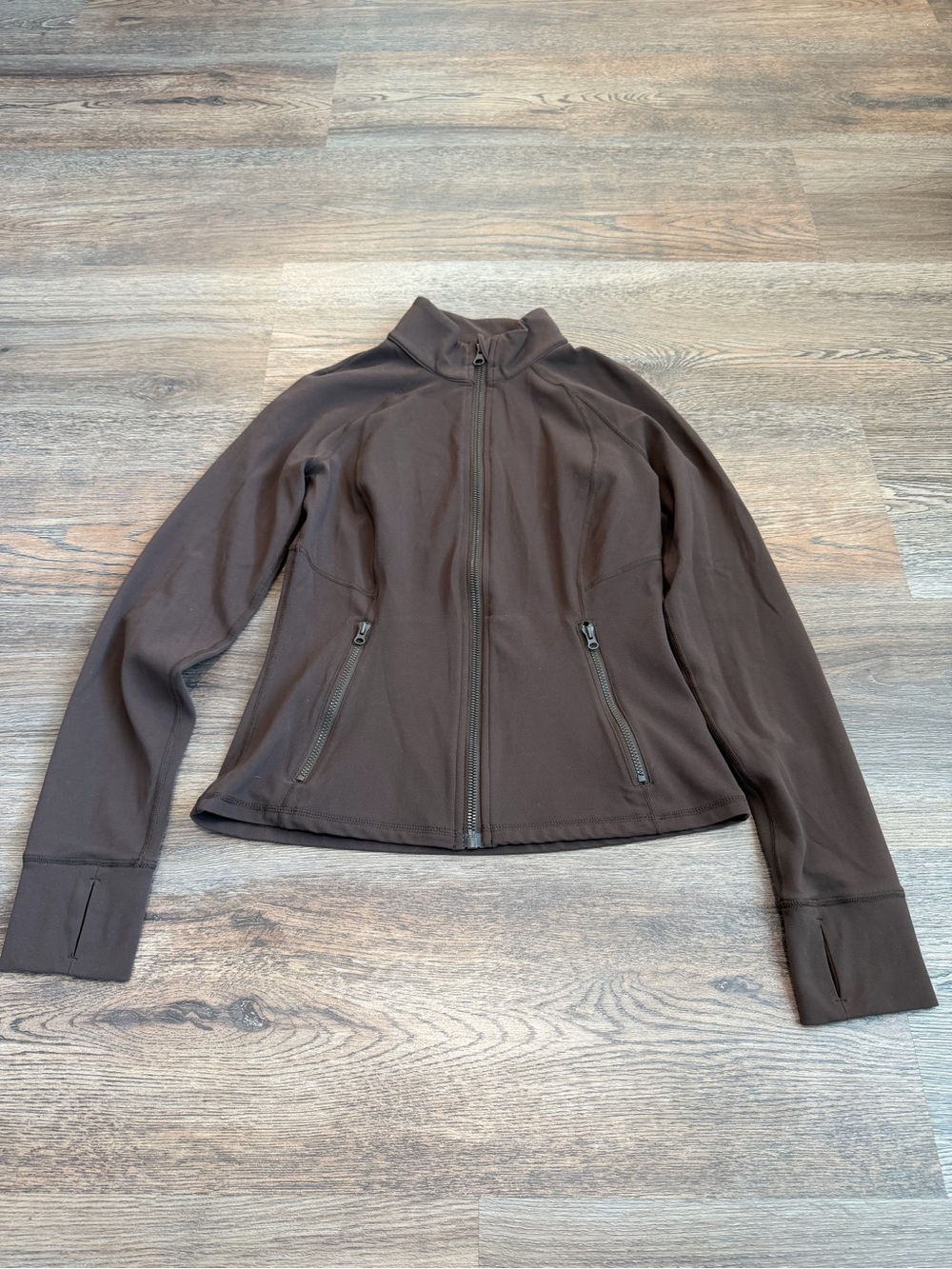 Garage Active Seamed Zip-Up Jacket Armadillo Brown Mock Neck Active Size Small